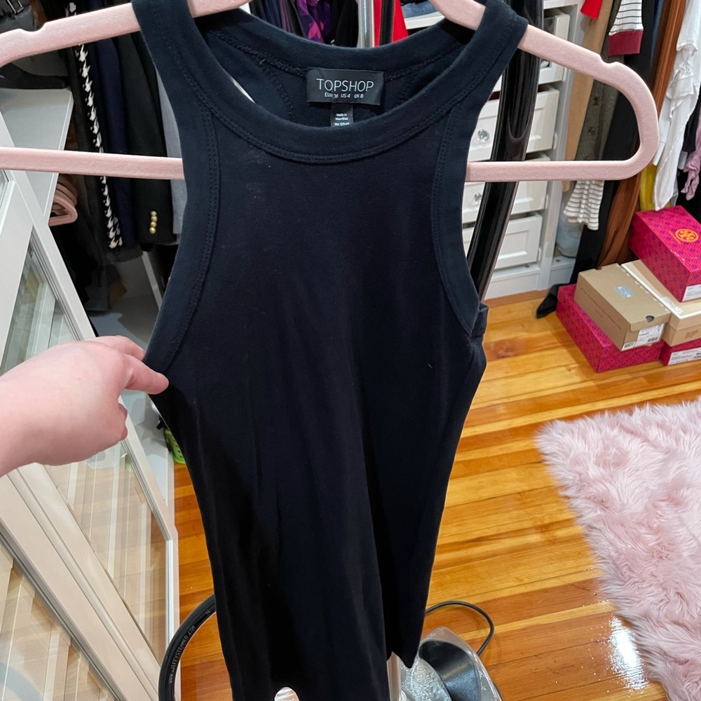 Black fitted cotton tank dress